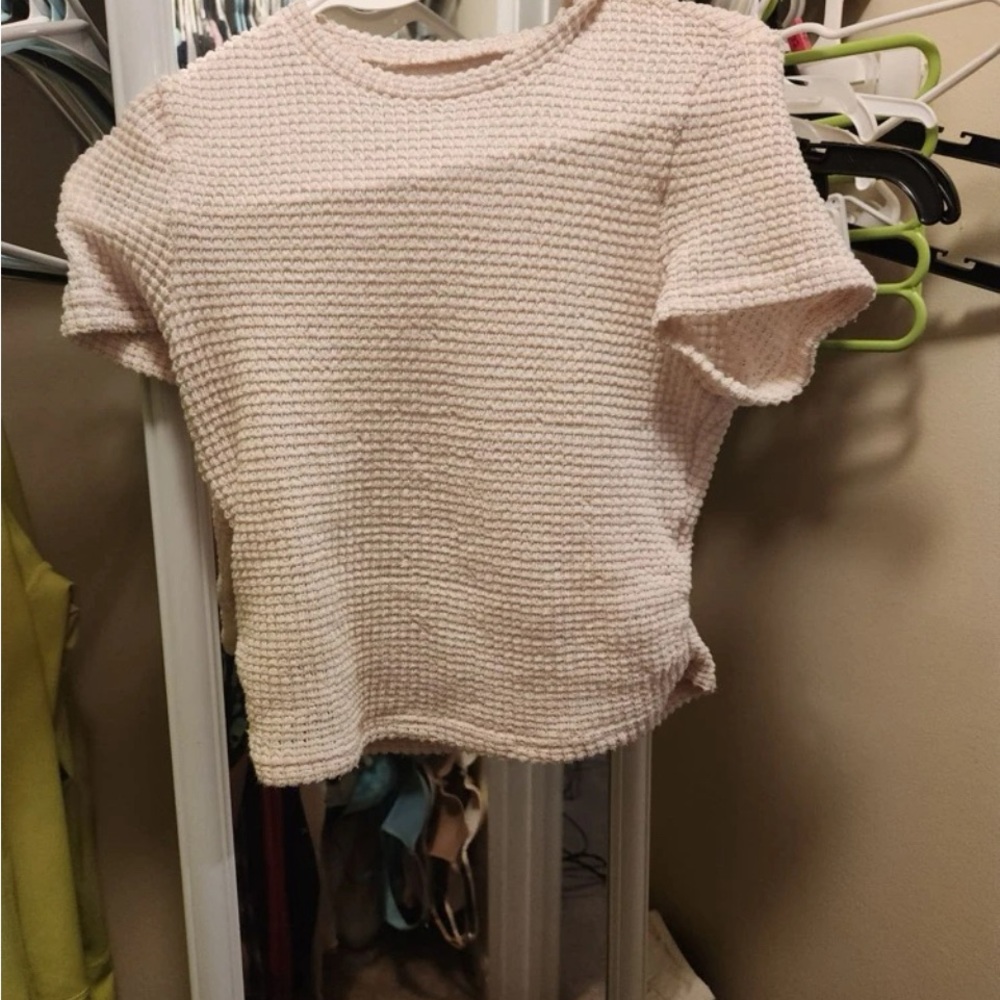 Apricot Waffle Knit Crop Tee